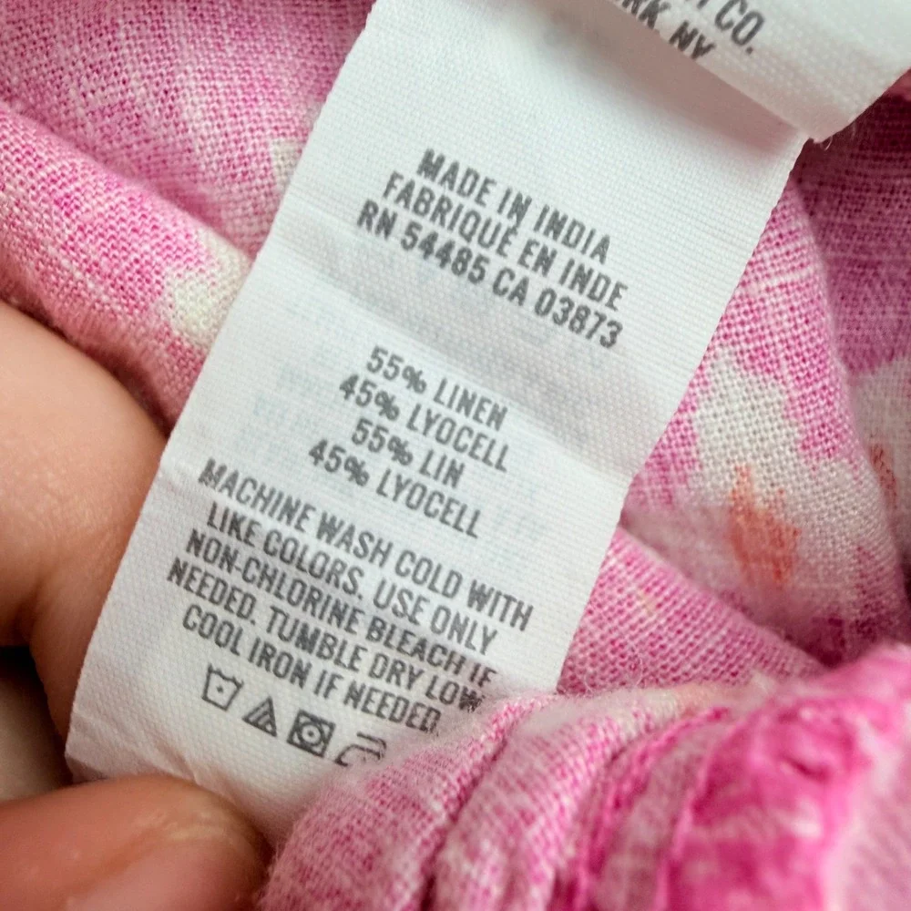 Aerie Pink Ikat Women's Small Linen Blend Ruffle Wrap Mini Skirt